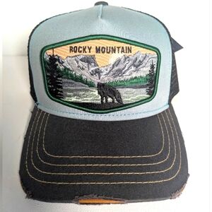 ililily Premium Rocky Mountain Embroidery Baseball Cap Structured Trucker Hat
